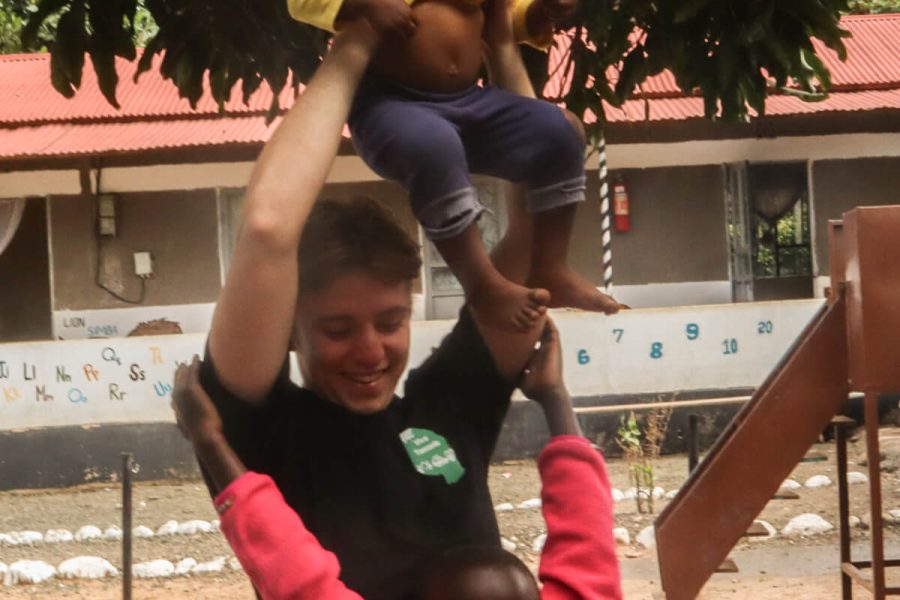Volunteer with disabled children in Tanzania